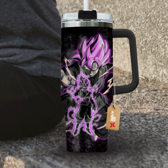 Goku Black Super Saiyan Rose Dragon Ball Anime Custom Stanley Quencher 40Oz Stainless Steel Tumbler With Handle - Image 4