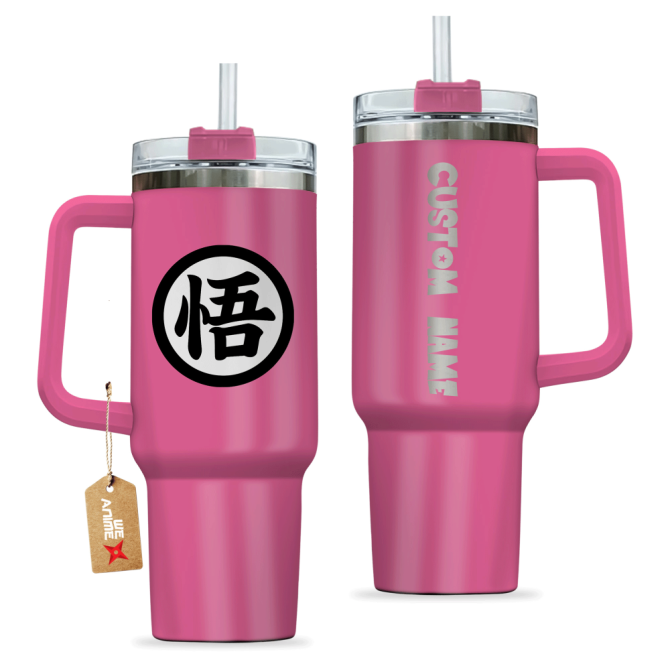 Goku Kanji Symbol Dragon Ball Anime Custom Stanley Quencher 40Oz Stainless Steel Tumbler With Handle - Image 2