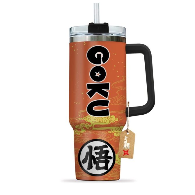 Goku Kanji Symbol Dragon Ball Anime Custom Stanley Quencher 40Oz Stainless Steel Tumbler With Handle - Image 3