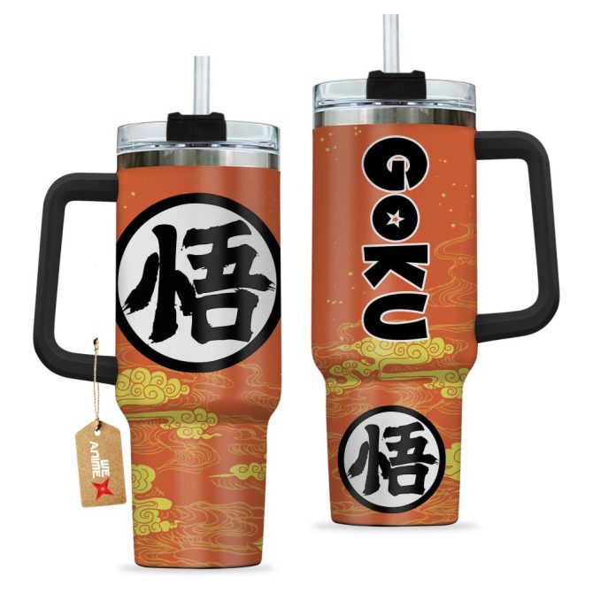 Goku Kanji Symbol Dragon Ball Anime Custom Stanley Quencher 40Oz Stainless Steel Tumbler With Handle - Image 2
