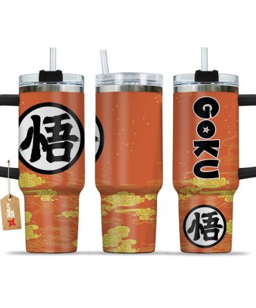 Goku Kanji Symbol Dragon Ball Anime Custom Stanley Quencher 40Oz Stainless Steel Tumbler With Handle