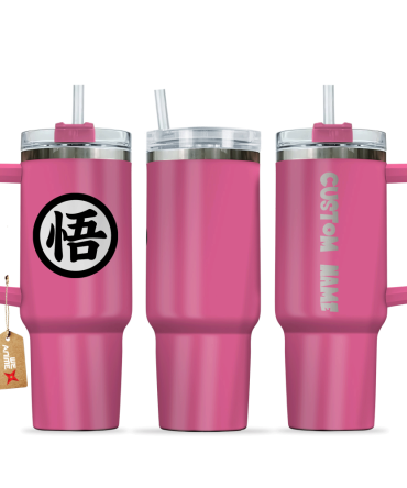 Goku Kanji Symbol Dragon Ball Anime Custom Stanley Quencher 40Oz Stainless Steel Tumbler With Handle