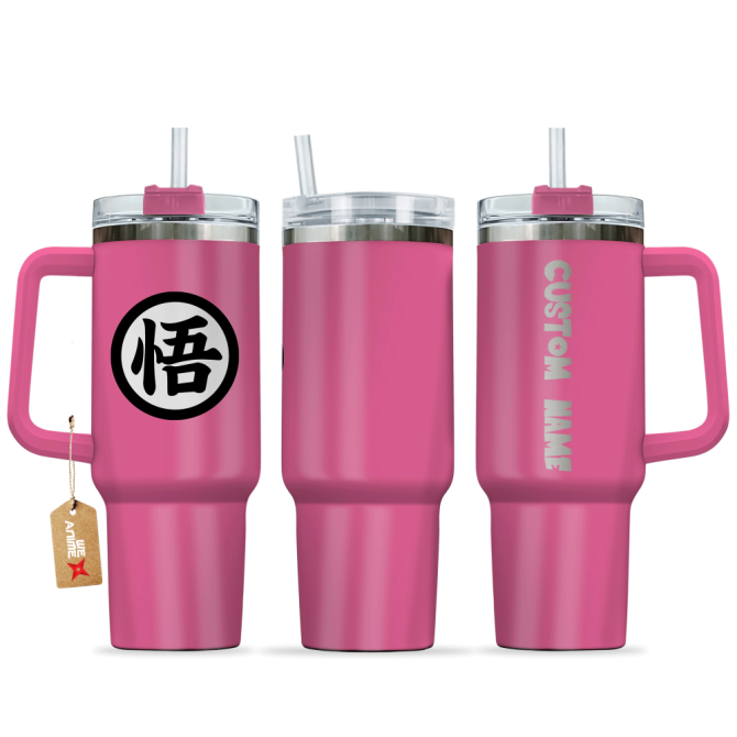 Goku Kanji Symbol Dragon Ball Anime Custom Stanley Quencher 40Oz Stainless Steel Tumbler With Handle