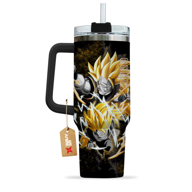Goku Super Saiyan 3 Dragon Ball Anime Custom Stanley Quencher 40Oz Stainless Steel Tumbler With Handle