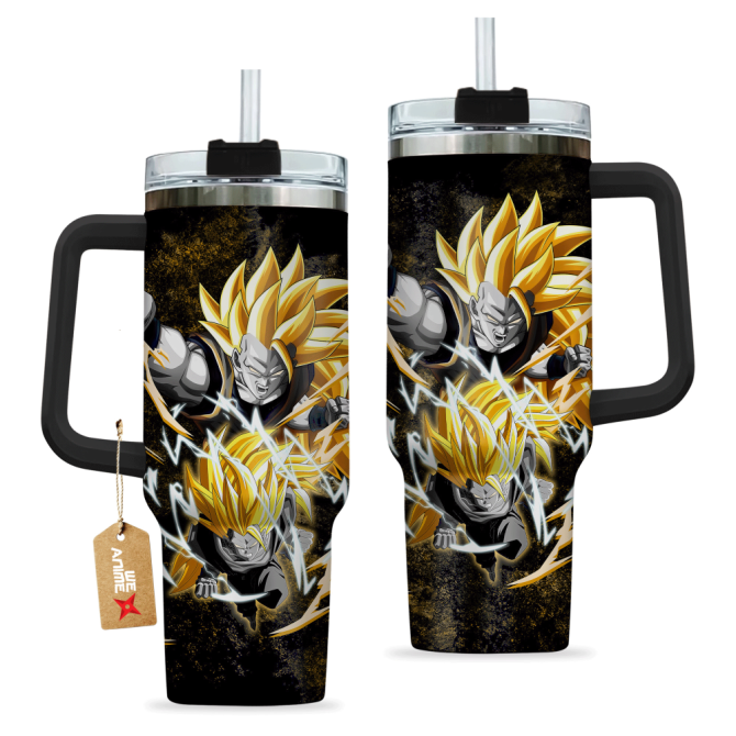 Goku Super Saiyan 3 Dragon Ball Anime Custom Stanley Quencher 40Oz Stainless Steel Tumbler With Handle - Image 2