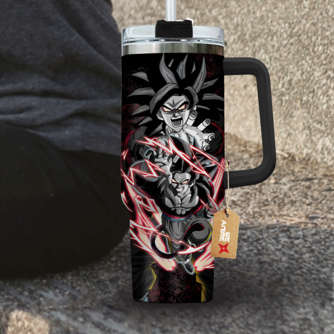 Goku Super Saiyan 4 Dragon Ball Anime Custom Stanley Quencher 40Oz Stainless Steel Tumbler With Handle - Image 4
