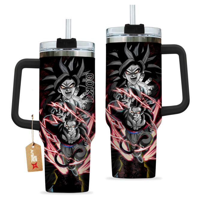 Goku Super Saiyan 4 Dragon Ball Anime Custom Stanley Quencher 40Oz Stainless Steel Tumbler With Handle - Image 3