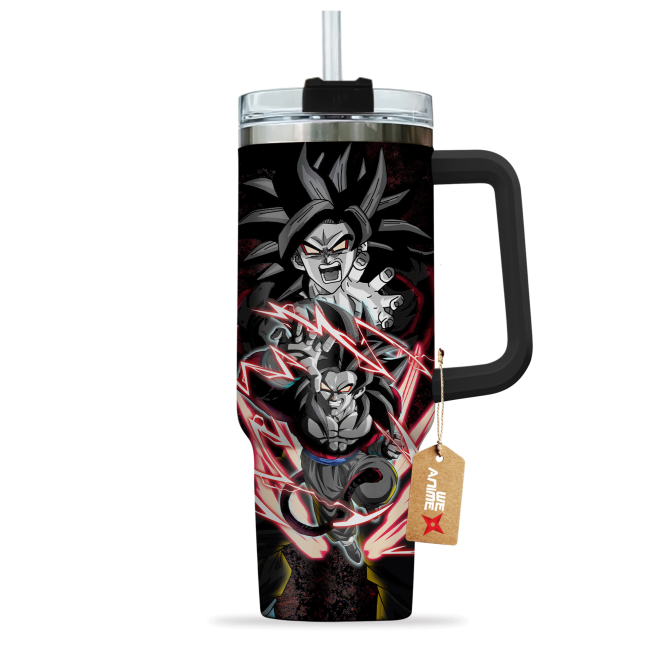 Goku Super Saiyan 4 Dragon Ball Anime Custom Stanley Quencher 40Oz Stainless Steel Tumbler With Handle - Image 2