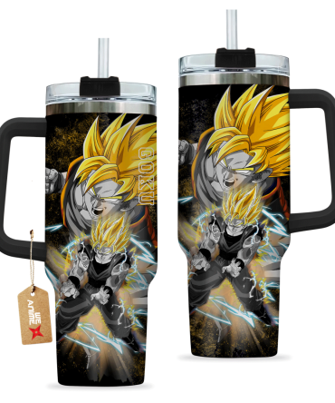 Goku Super Saiyan Dragon Ball Anime Custom Stanley Quencher 40Oz Stainless Steel Tumbler With Handle