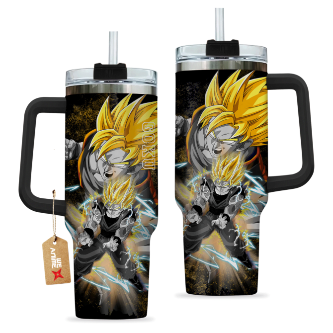 Goku Super Saiyan Dragon Ball Anime Custom Stanley Quencher 40Oz Stainless Steel Tumbler With Handle