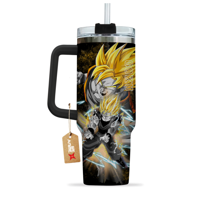 Goku Super Saiyan Dragon Ball Anime Custom Stanley Quencher 40Oz Stainless Steel Tumbler With Handle - Image 2