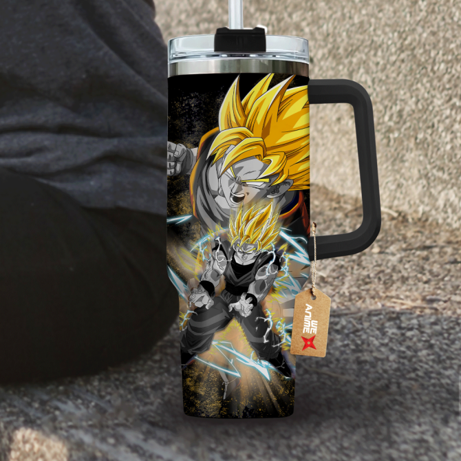 Goku Super Saiyan Dragon Ball Anime Custom Stanley Quencher 40Oz Stainless Steel Tumbler With Handle - Image 4