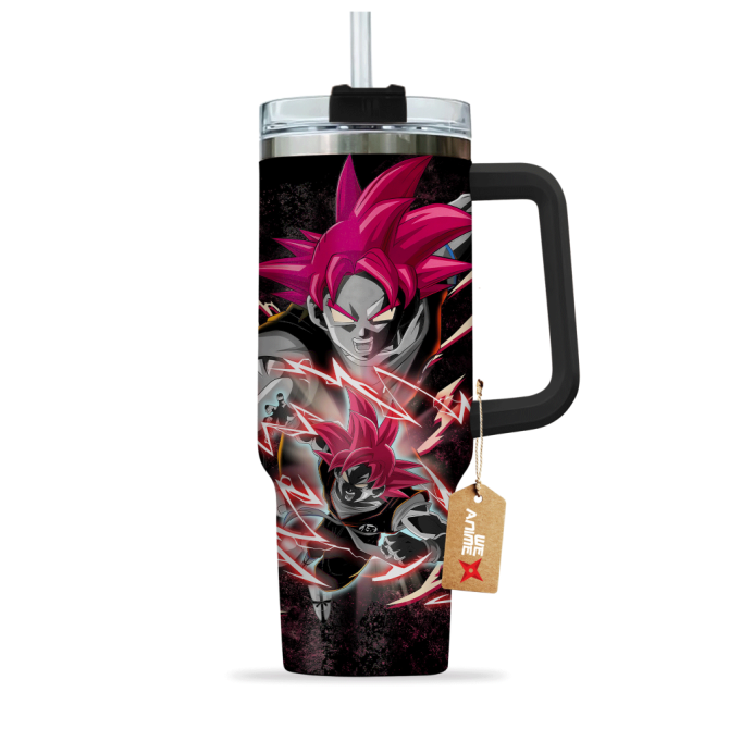 Goku Super Saiyan God Dragon Ball Anime Custom Stanley Quencher 40Oz Stainless Steel Tumbler With Handle - Image 2