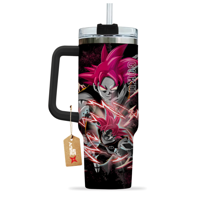 Goku Super Saiyan God Dragon Ball Anime Custom Stanley Quencher 40Oz Stainless Steel Tumbler With Handle