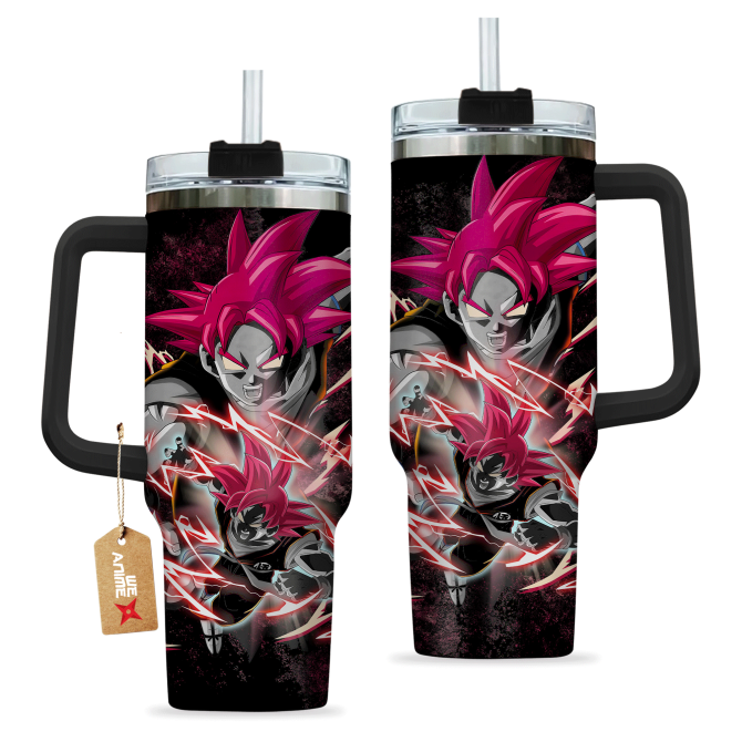 Goku Super Saiyan God Dragon Ball Anime Custom Stanley Quencher 40Oz Stainless Steel Tumbler With Handle - Image 3