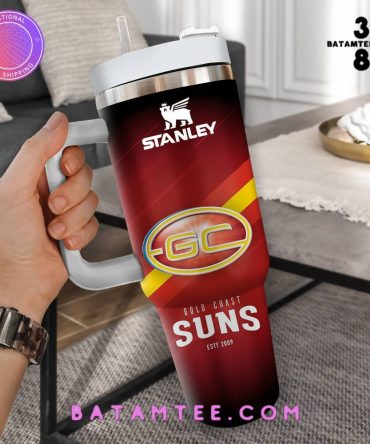 Gold Coast Suns Afl Custom Stanley Quencher 40Oz Stainless Steel Tumbler With Handle