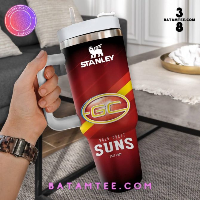 Gold Coast Suns Afl Custom Stanley Quencher 40Oz Stainless Steel Tumbler With Handle