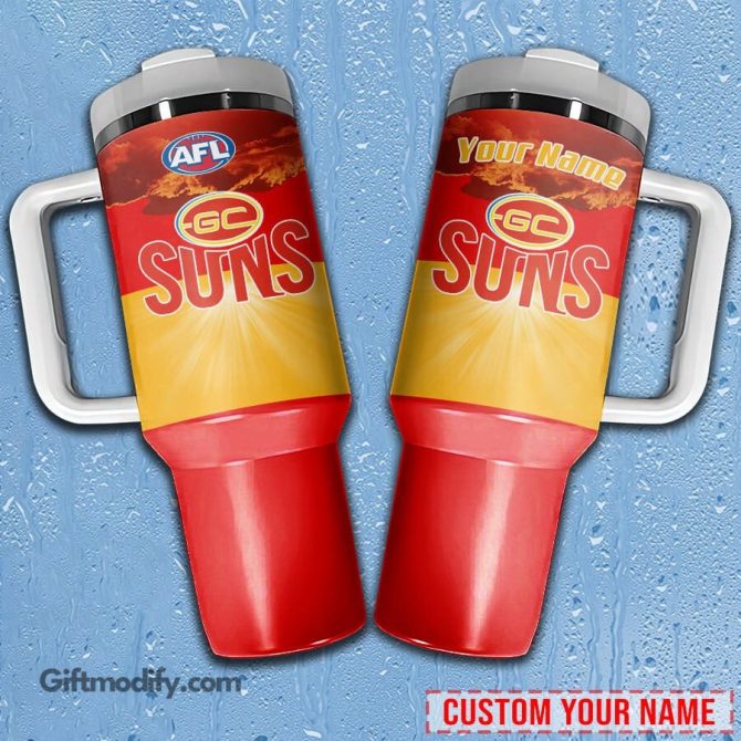 Gold Coast Suns Afl Custom Stanley Quencher 40Oz Stainless Steel Tumbler With Handle - Image 2