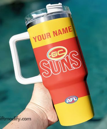 Gold Coast Suns Afl Custom Stanley Quencher 40Oz Stainless Steel Tumbler With Handle