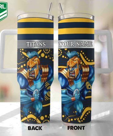 Gold Coast Titans Mascot Nrl Custom Stanley Quencher 40Oz Stainless Steel Tumbler With Handle