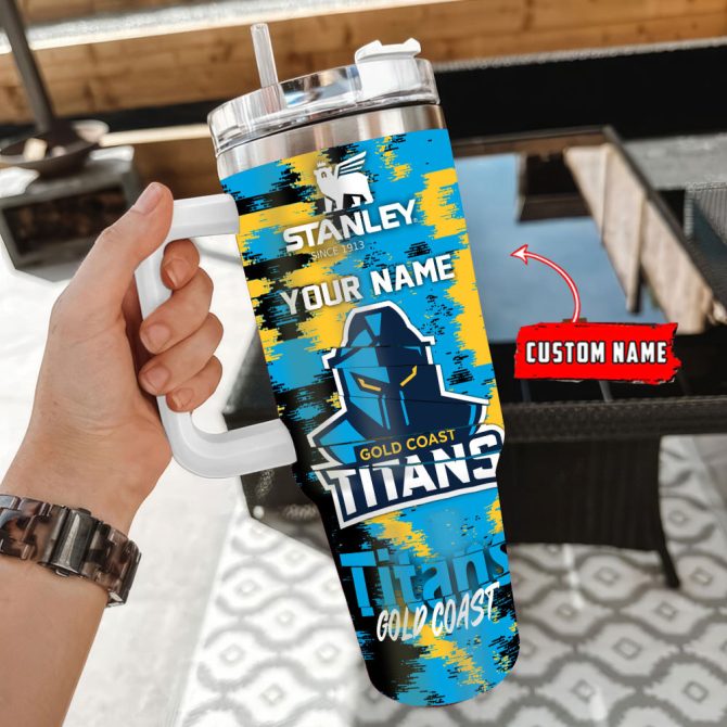 Gold Coast Titans Nrl Custom Stanley Quencher 40Oz Stainless Steel Tumbler With Handle - Image 3