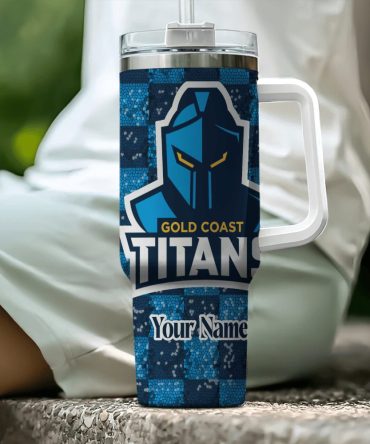 Gold Coast Titans Nrl Custom Stanley Quencher 40Oz Stainless Steel Tumbler With Handle