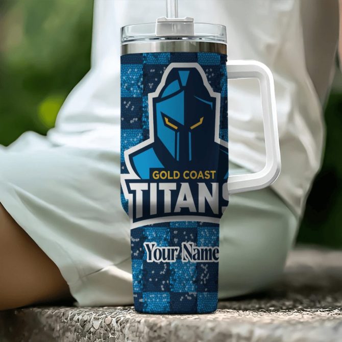 Gold Coast Titans Nrl Custom Stanley Quencher 40Oz Stainless Steel Tumbler With Handle