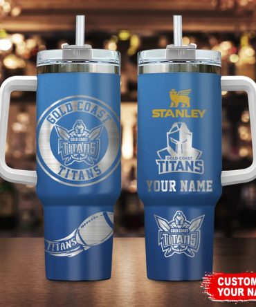 Gold Coast Titans Nrl Custom Stanley Quencher 40Oz Stainless Steel Tumbler With Handle