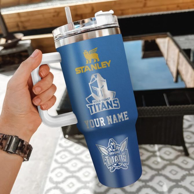 Gold Coast Titans Nrl Custom Stanley Quencher 40Oz Stainless Steel Tumbler With Handle - Image 3