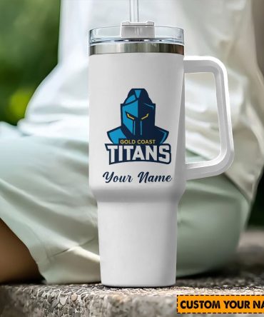 Gold Coast Titans Nrl Custom Stanley Quencher 40Oz Stainless Steel Tumbler With Handle