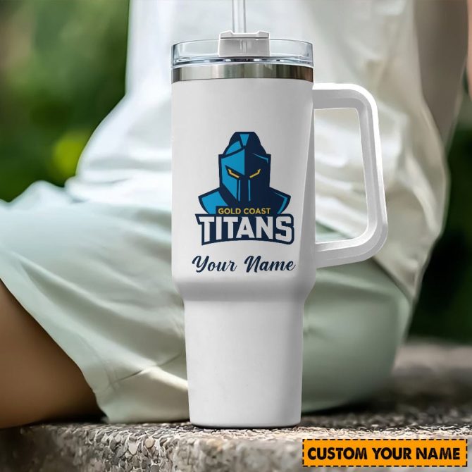 Gold Coast Titans Nrl Custom Stanley Quencher 40Oz Stainless Steel Tumbler With Handle