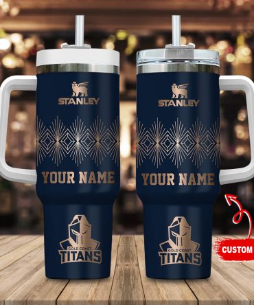 Gold Coast Titans Nrl Custom Stanley Quencher 40Oz Stainless Steel Tumbler With Handle