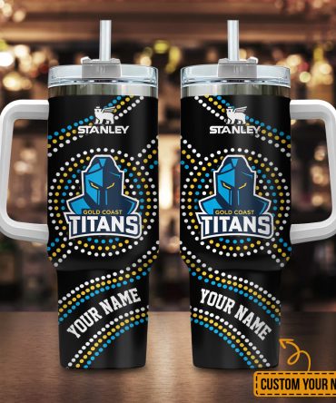 Gold Coast Titans Nrl Custom Stanley Quencher 40Oz Stainless Steel Tumbler With Handle