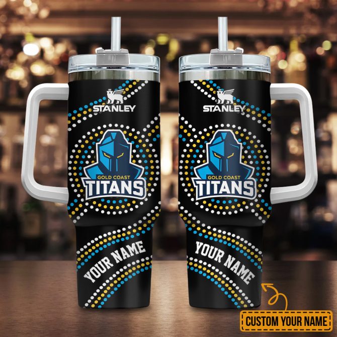 Gold Coast Titans Nrl Custom Stanley Quencher 40Oz Stainless Steel Tumbler With Handle