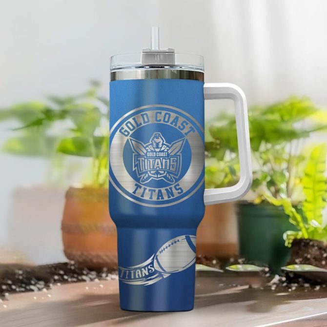 Gold Coast Titans Nrl Custom Stanley Quencher 40Oz Stainless Steel Tumbler With Handle - Image 2