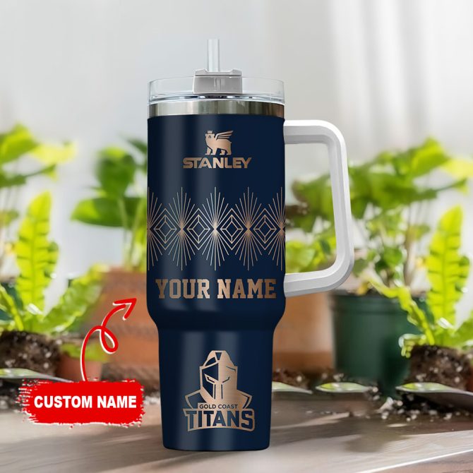 Gold Coast Titans Nrl Custom Stanley Quencher 40Oz Stainless Steel Tumbler With Handle - Image 2