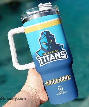 Gold Coast Titans Nrl Custom Stanley Quencher 40Oz Stainless Steel Tumbler With Handle