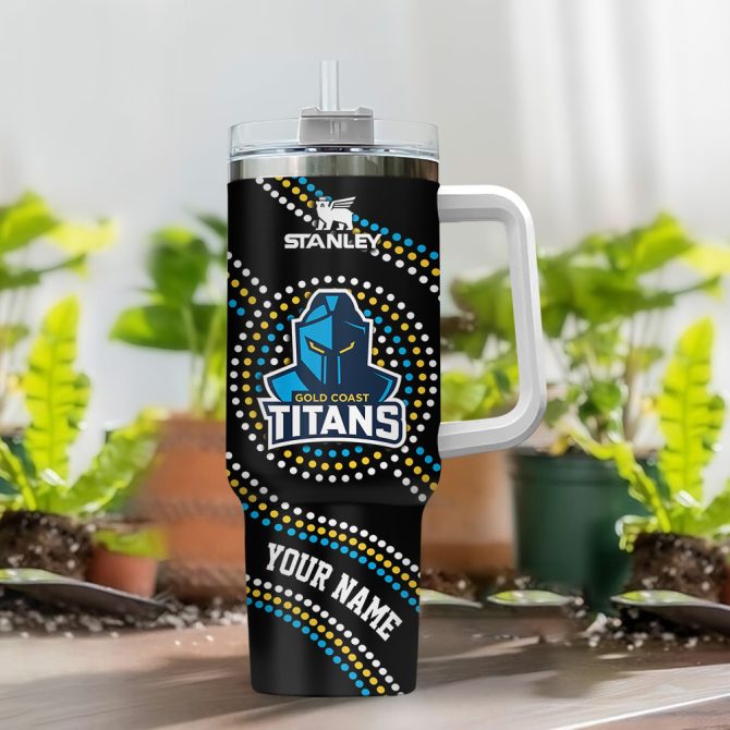 Gold Coast Titans Nrl Custom Stanley Quencher 40Oz Stainless Steel Tumbler With Handle - Image 2