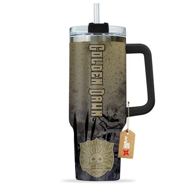 Golden Dawn Symbol Black Clover Anime Custom Stanley Quencher 40Oz Stainless Steel Tumbler With Handle - Image 2