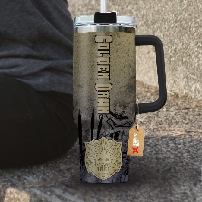 Golden Dawn Symbol Black Clover Anime Custom Stanley Quencher 40Oz Stainless Steel Tumbler With Handle - Image 4