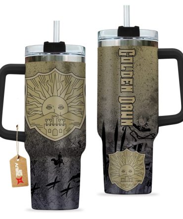Golden Dawn Symbol Black Clover Anime Custom Stanley Quencher 40Oz Stainless Steel Tumbler With Handle