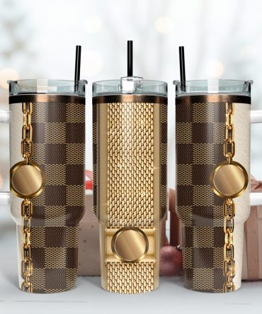 Golden Gucci Custom Stanley Quencher 40Oz Stainless Steel Tumbler With Handle