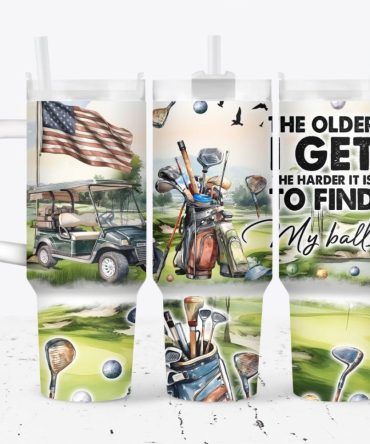 Golf With American Flag Custom Stanley Quencher 40Oz Stainless Steel Tumbler With Handle