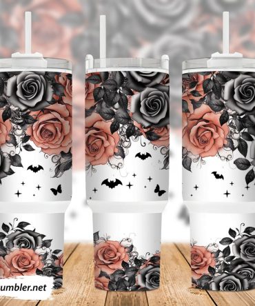 Goth Flowers Custom Stanley Quencher 40Oz Stainless Steel Tumbler With Handle