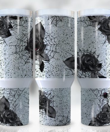 Gothic Rose And Spider Web Custom Stanley Quencher 40Oz Stainless Steel Tumbler With Handle