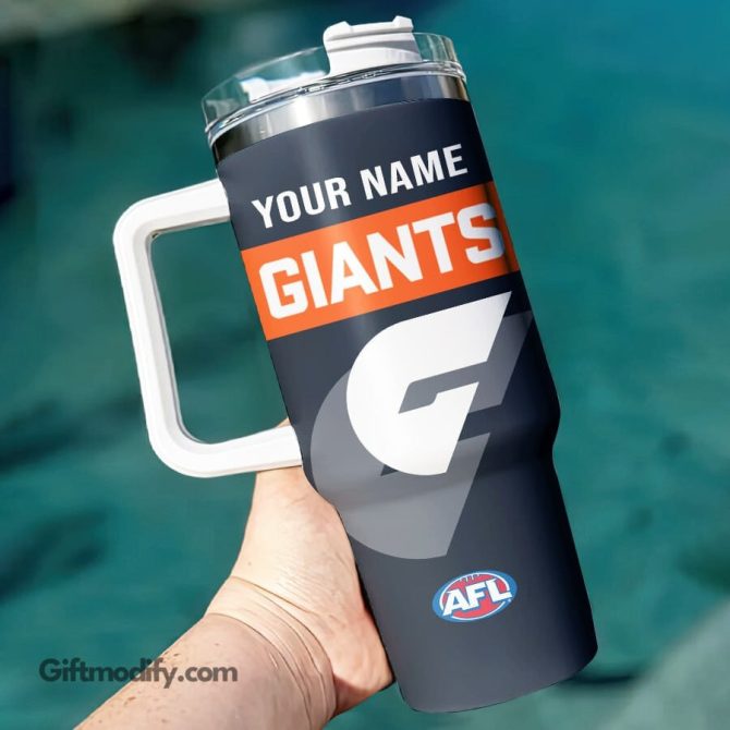 Greater Western Sydney Giants Afl Custom Stanley Quencher 40Oz Stainless Steel Tumbler With Handle
