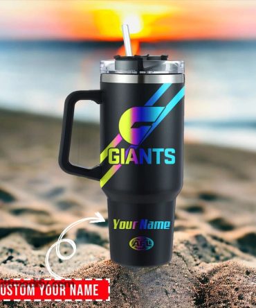 Greater Western Sydney Giants Afl Hologram Logo Custom Stanley Quencher 40Oz Stainless Steel Tumbler With Handle