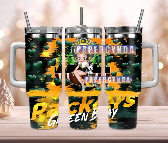 Green Bay Packers Custom Stanley Quencher 40Oz Stainless Steel Tumbler With Handle