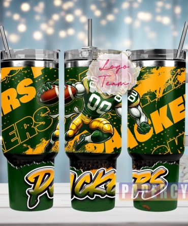 Green Bay Packers Custom Stanley Quencher 40Oz Stainless Steel Tumbler With Handle