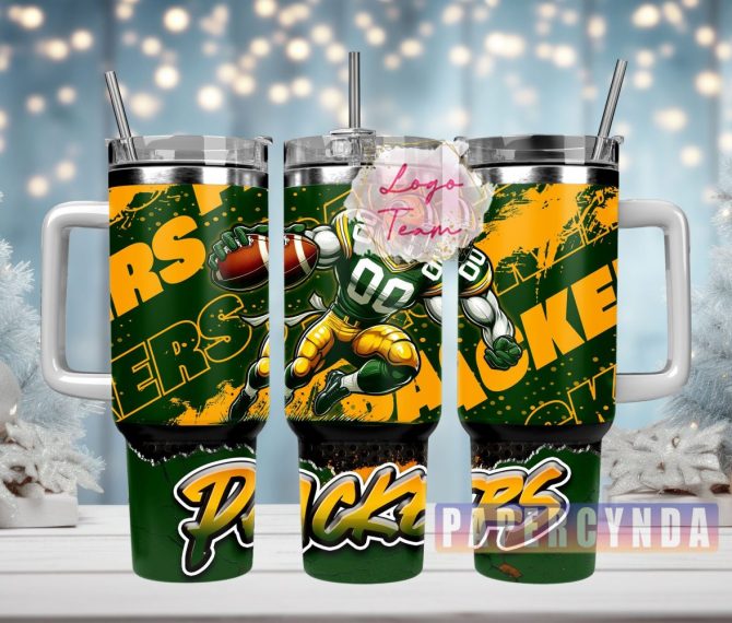 Green Bay Packers Custom Stanley Quencher 40Oz Stainless Steel Tumbler With Handle